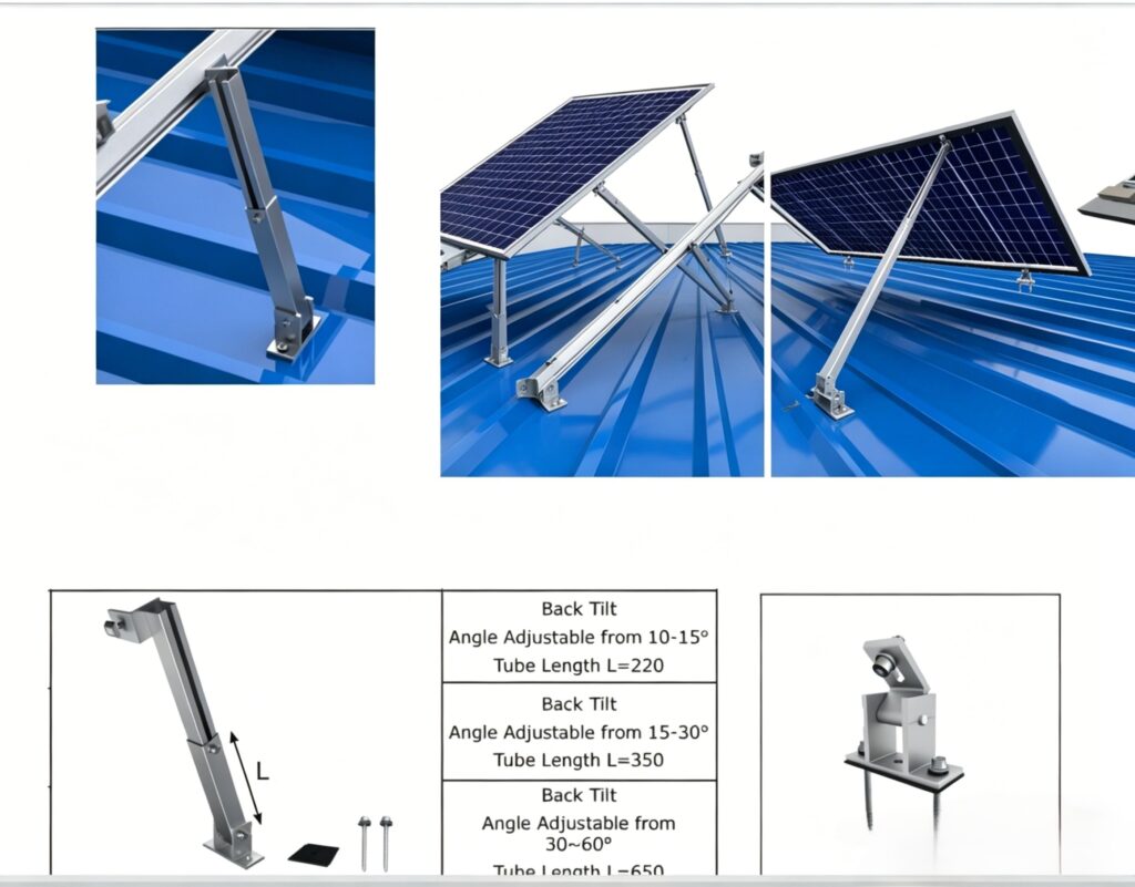 roof solar adjustable tilt up mounting system